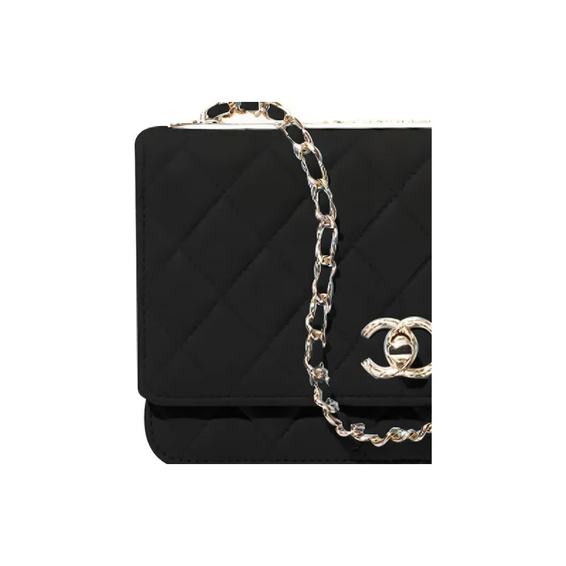 CHANEL Trendy CcWOC Sheepskin Wallet, Crossbody Bag, Shoulder Bag Women's Black-3