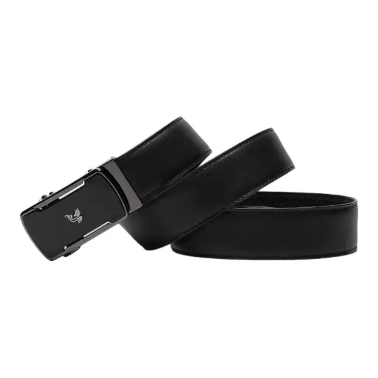 SAINT ANGELO Split Cow Leather Belts Men's Black Width 3.5CM-1