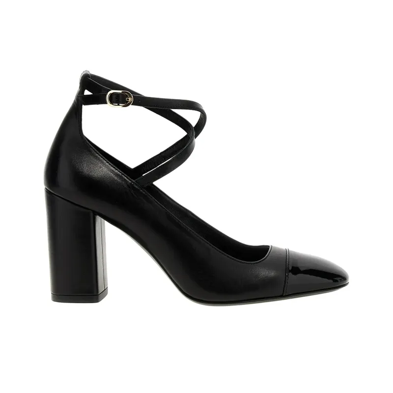 Stuart Weitzman/SW Eden Strap Chunky Heel High Heels Women's Black-1