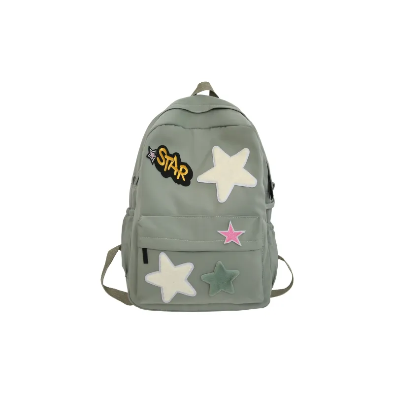 Yalu Nylon Backpack Regular Unisex Black/Red/Green-12