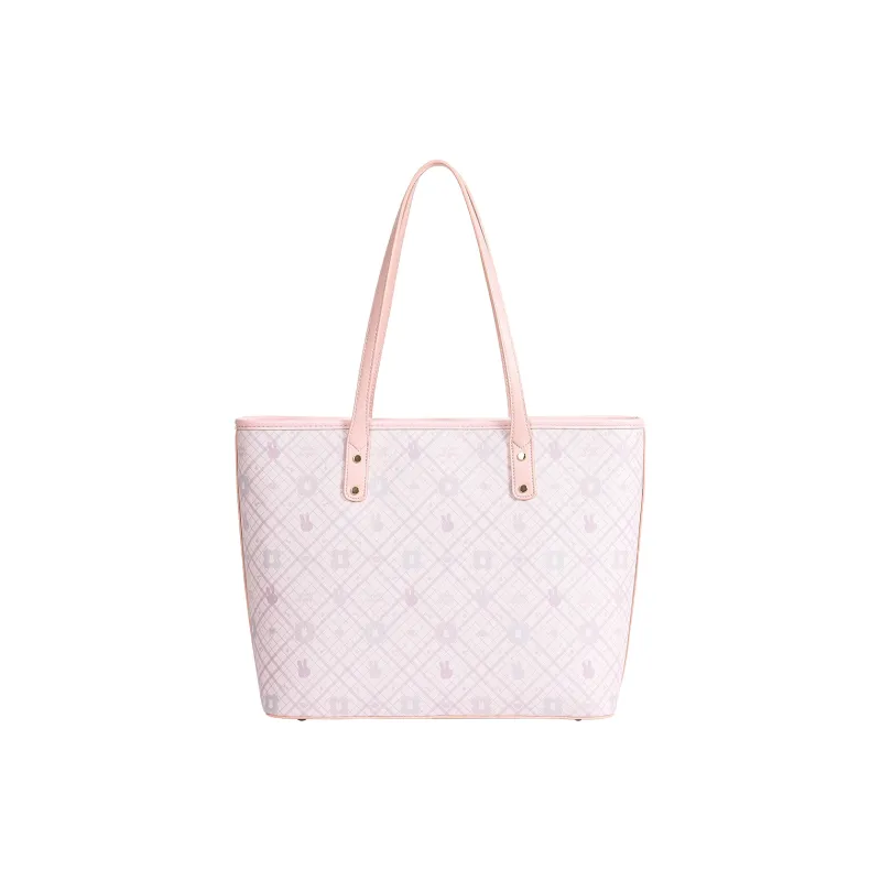 Miffy Synthetic Leather Tote Bag Shopping Bag Underarm Shoulder Bag Women's White/Pink-11