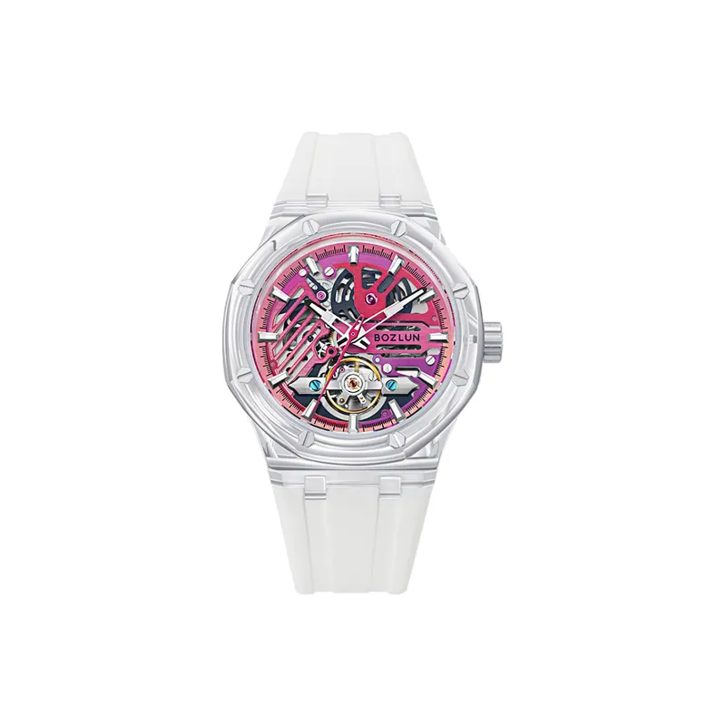 BOZLUN Phantom Collection Acrylic Transparent Caseback Automatic Mechanical Movement Unisex Cut Out Dial-17