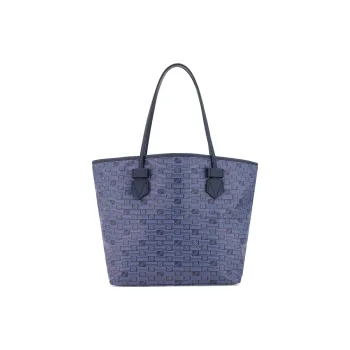 MOREAU Leather Handbag Shoulder Bag Medium Size Women's Marine Blue