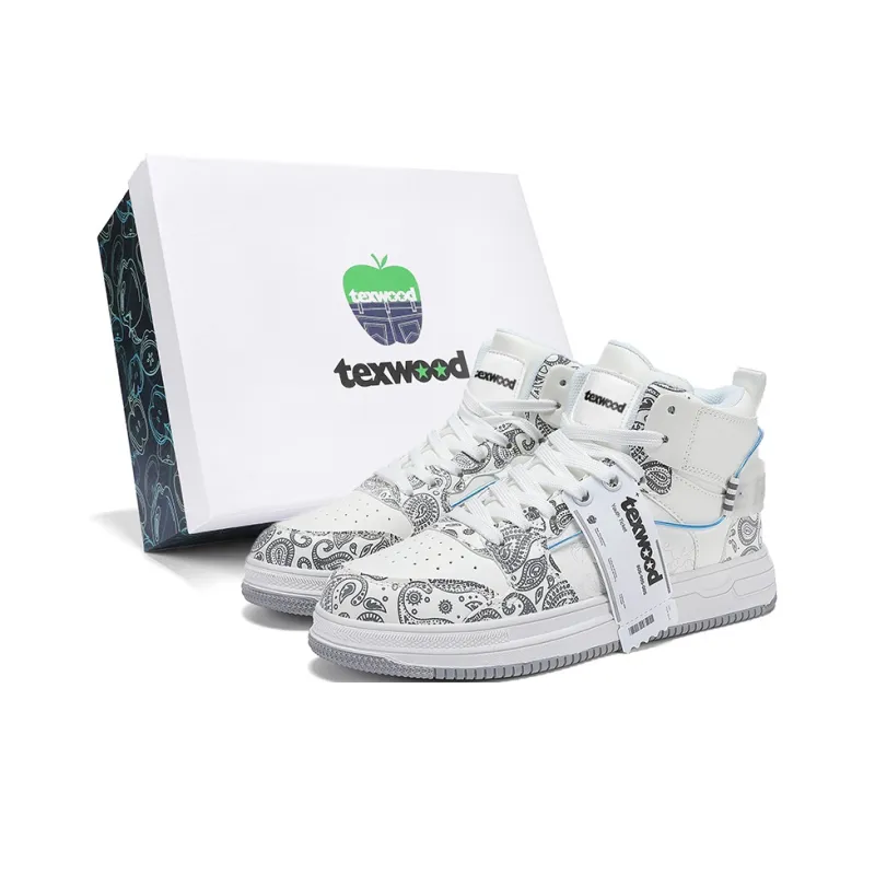 TEXWOOD Chinese Style Blue And White Porcelain Collection High Top Skateboard Shoes Men's-14
