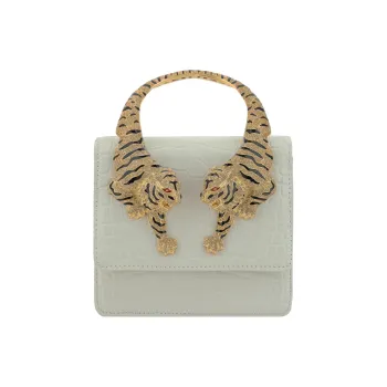 Roberto Cavalli Leather One Shoulder Handbags Medium Size Women's White