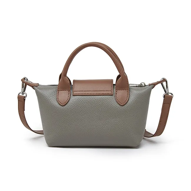 Old Man's Head Top Grain Cow Leather Crossbody Handbag Regular Women's Gray/Black-3