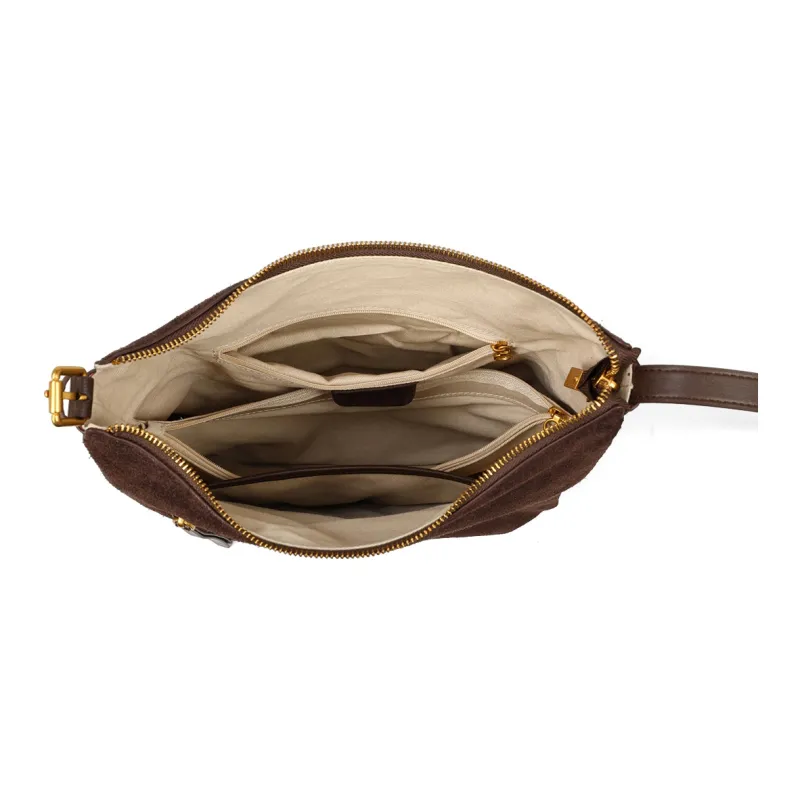 MILLIE'S Cow Leather Portable Underarm Shoulder Bag, Bucket Bag Women's Coffee/Wine Purple-5