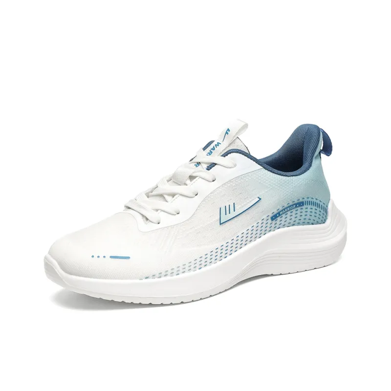 Warrior Lightweight Rebound Low Top Casual Training Long Distance Running Running Shoes Men's White Navy Blue-2