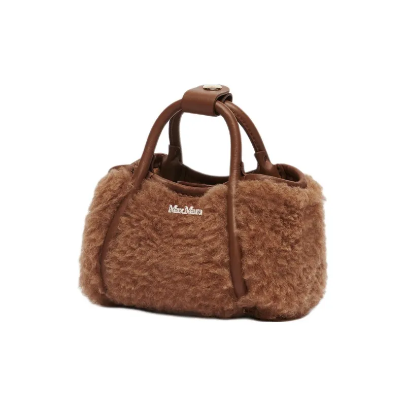 MaxMara Teddy Fabric Shoulder Bag Crossbody Bag Handbag Mini Women's Camel-1