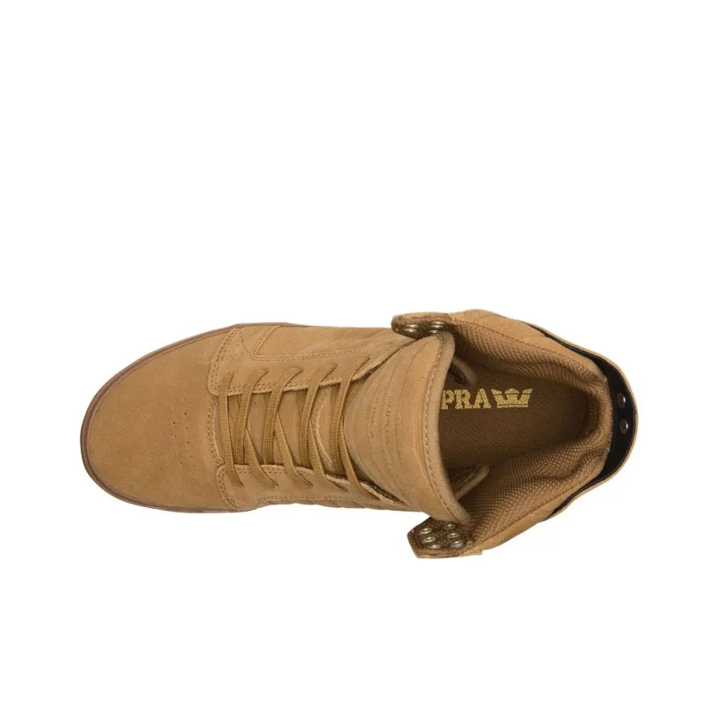 SUPRA Anti Slip Wear Resistant High Top Skateboard Shoes Unisex Brown-1