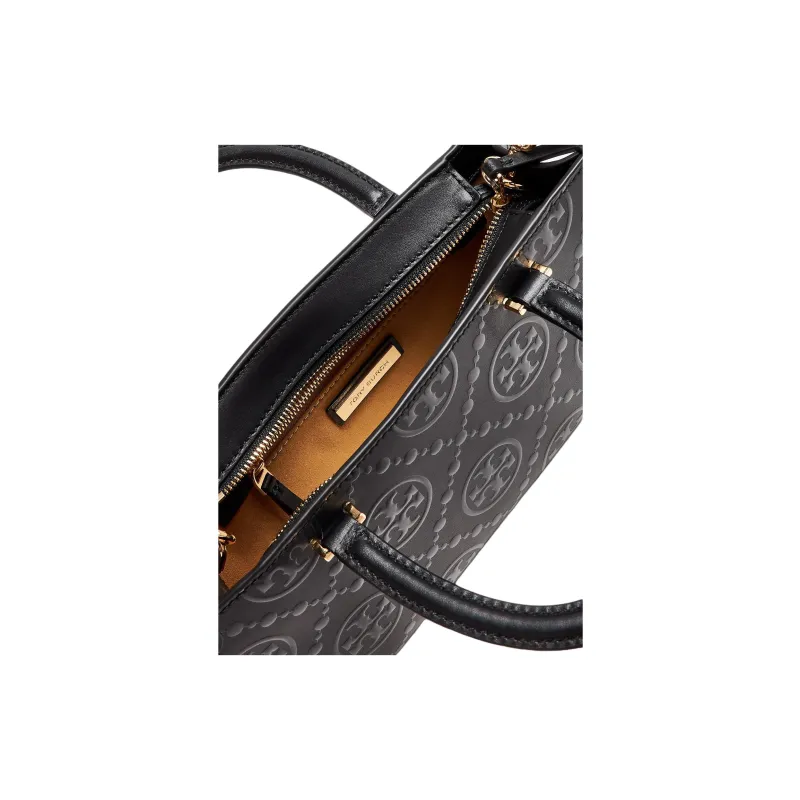 TORY BURCH T Monogram Leather Shoulder Bag Crossbody Bag Handbag Small Size Women's Black-3