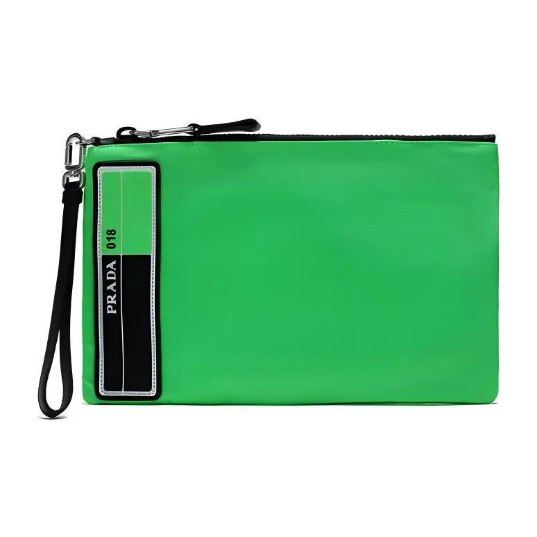 PRADA Fabric Clutch Small Size Men's Neon Green-0