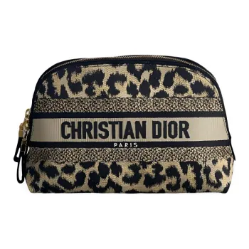 DIOR Canvas Bag Makeup Bag Women's Black & Beige