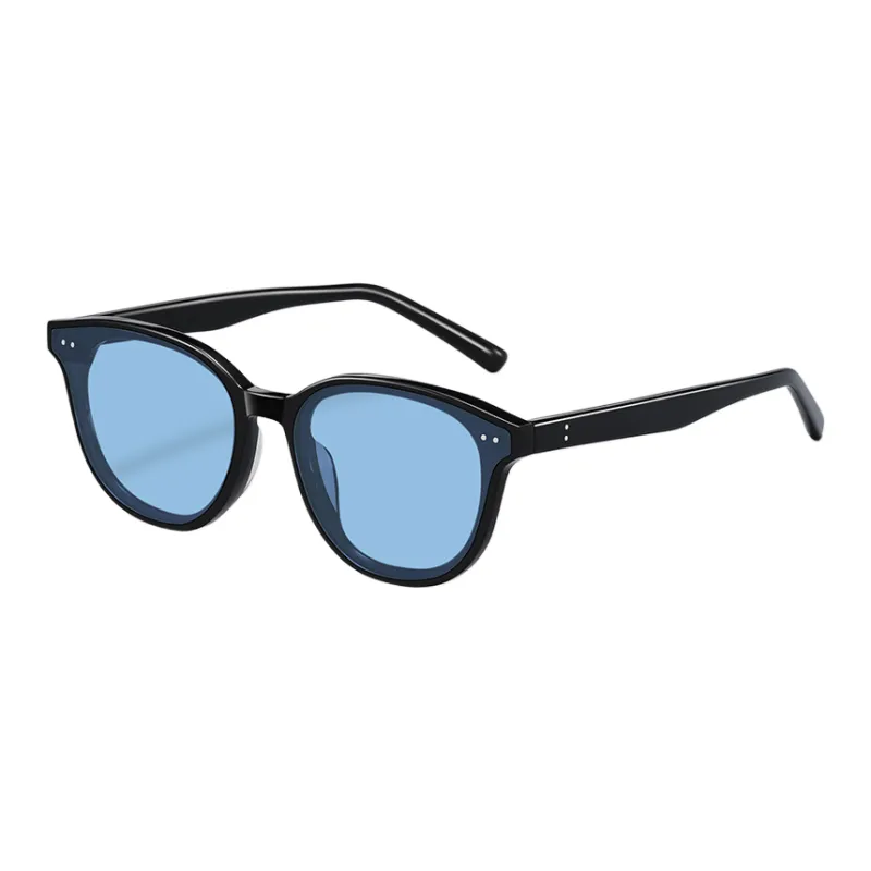 Thunder Pailong Plate Frame Square Sunglasses Women's Black Pink Tea Brown Blue-3