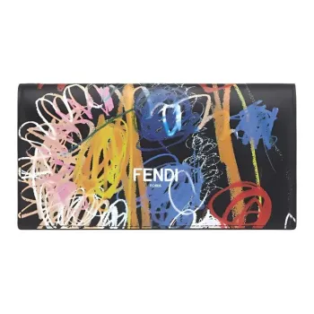 FENDI Cow Leather Wallet Men's Black/Multicolor