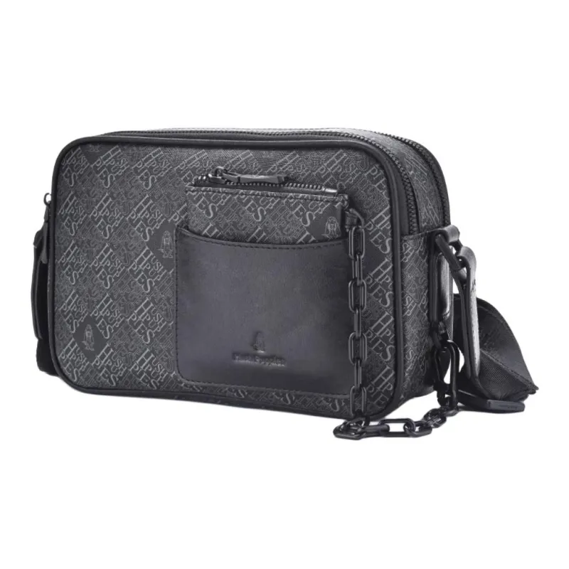 Hush Puppies Synthetic Leather Crossbody Bag Medium Size Men's Black-1