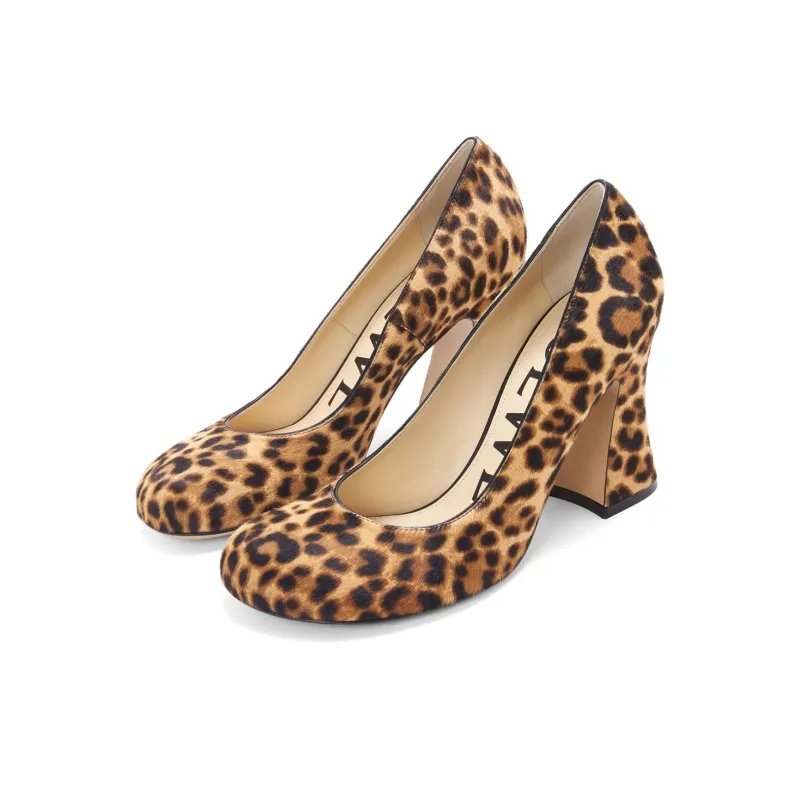 LOEWE Calle Chunky Heel High Heels 8.5cm Women's Brown-1