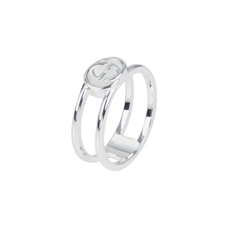 GUCCI Sterling Silver Interlocking G Ring-4