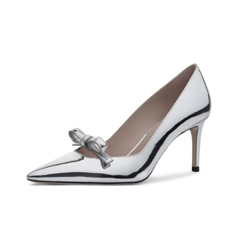 Stuart Weitzman/SW Felicity Slim Heel High Heels 7.5cm Women's Silver-1