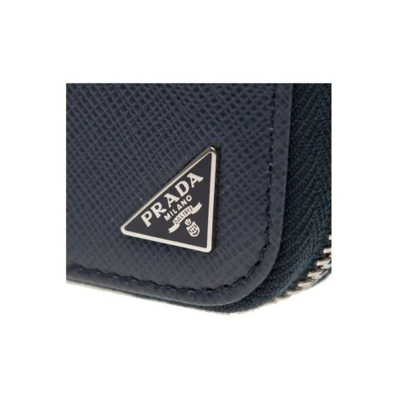 PRADA Cow Leather Clutches Wallets Men's Dark Blue-4