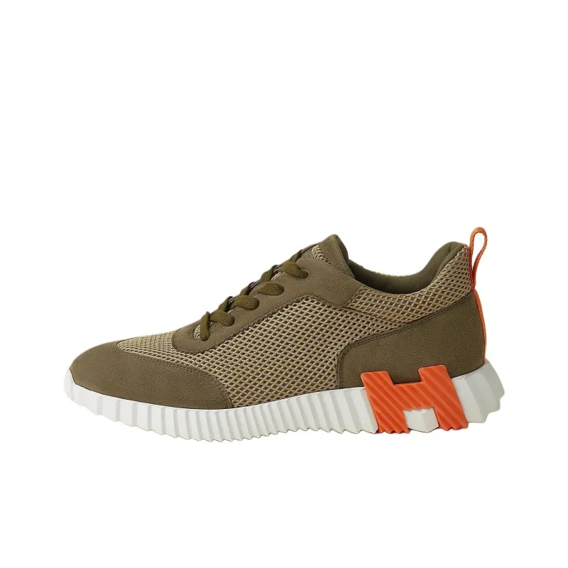 HERMES Bouncing Low-Top Casual Shoes Men's Olive Green-0