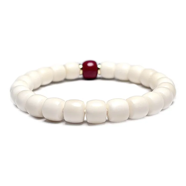 MOUNTAINS AND MANS White Jade Bodhi New Chinese Style Good Luck Beaded Bracelet Unisex-2