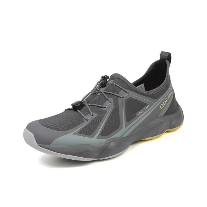 GORNORNIE Moisture Wicking Abrasion Resistant Lightweight Breathable Slip Resistant Low Top Outdoor Shoes Men's Gray-1