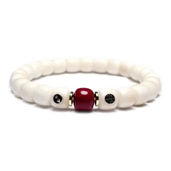 MOUNTAINS AND MANS White Jade Bodhi New Chinese Style Good Luck Beaded Bracelet Unisex