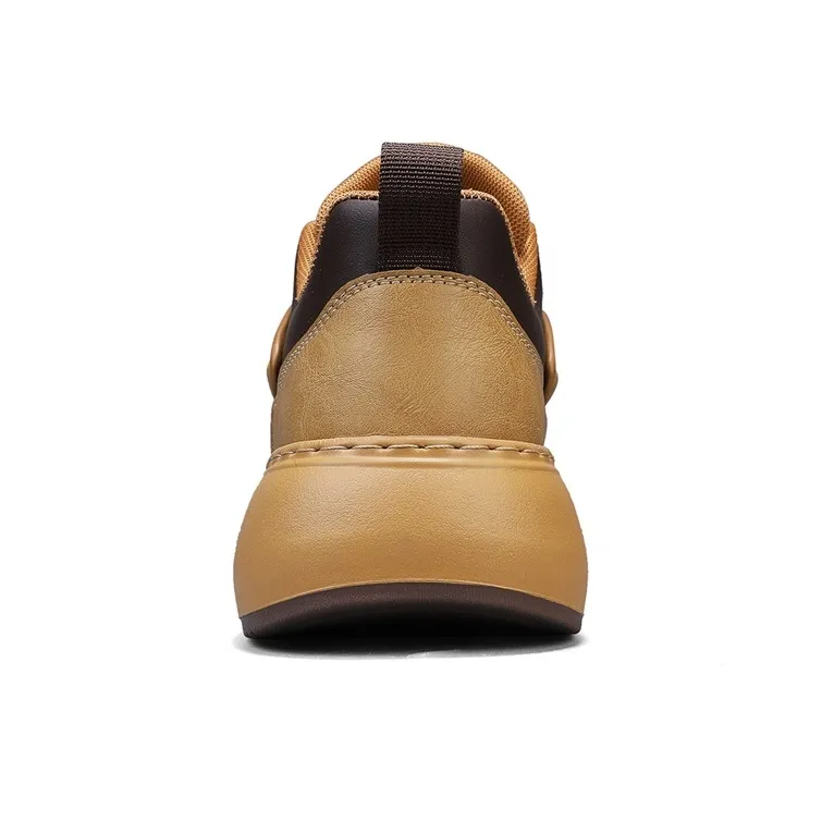 G.N.SHIJIA Height Increasing Wear Resistant Lightweight Breathable Slip Resistant Low Top Casual Shoes Men's Yellow-5