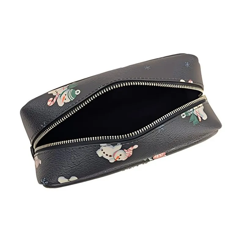 COACH Canvas Leather Zip Bag Pochette Clutch Trumpets Women's Black-4