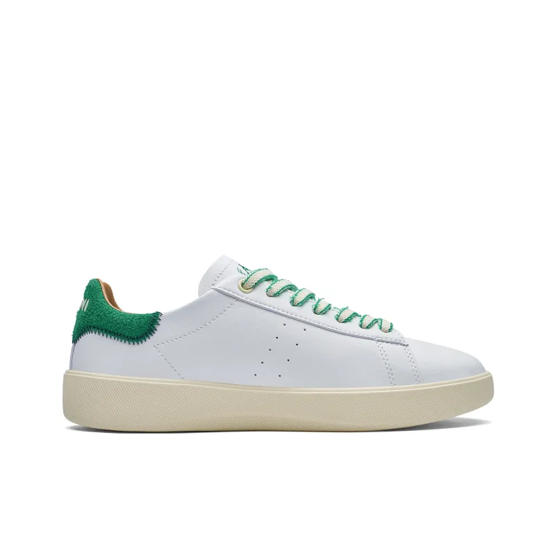 Kappa Back to Back Anti Slip Wear Resistant Low Top Skateboard Shoes Women's Classic White Grass Green-1
