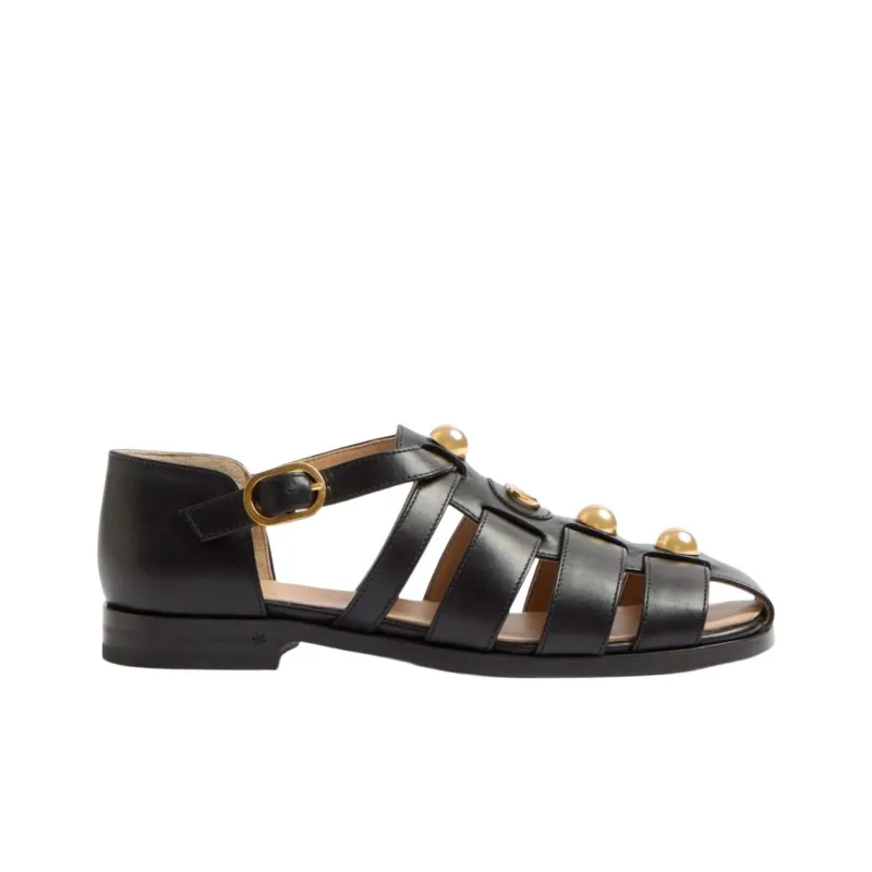 Valentino VLogo Roman Sandals Women's Black-1
