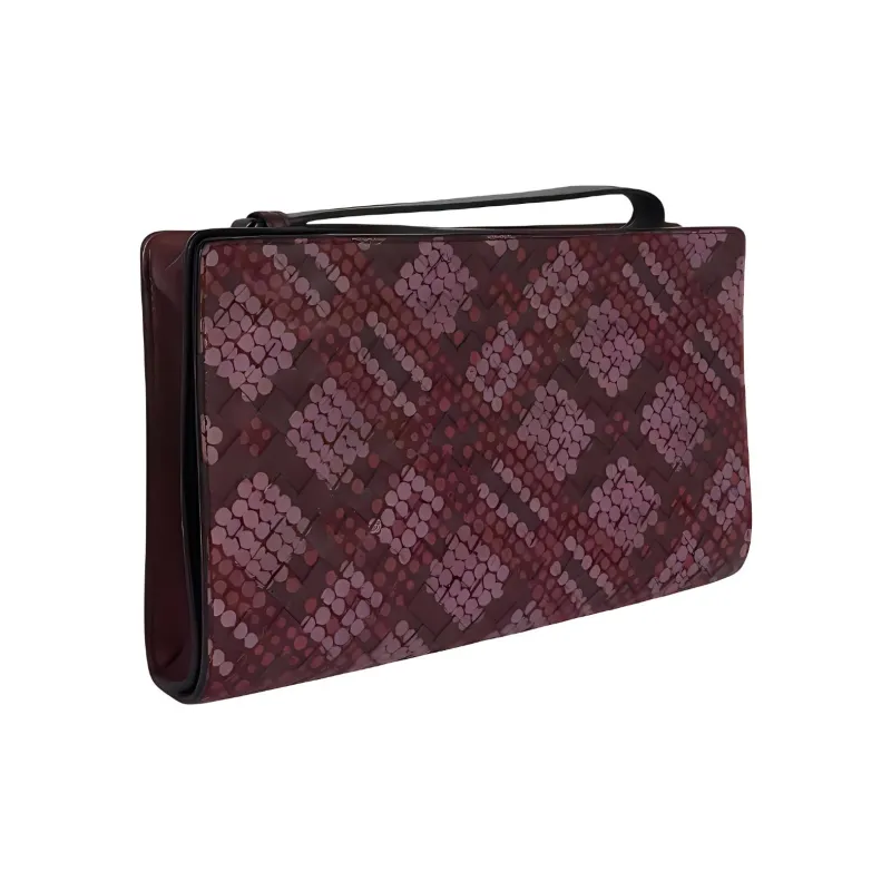 Bottega Veneta Cow Leather Clutch Women's Dark Red-1