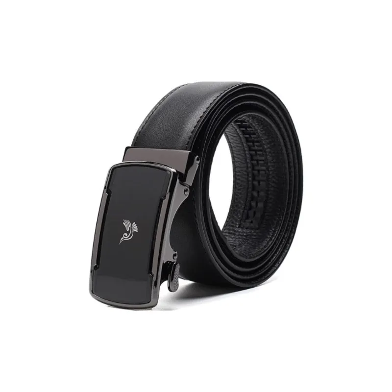 SAINT ANGELO Split Cow Leather Belts Men's Black Width 3.5CM-0