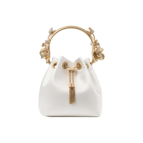 Jimmy Choo Fabric Handbag Trumpets Women's Ivory White & Gold