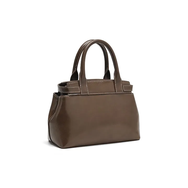 VALUNCICA EUROPHAM Synthetic Leather Kelly Bag Shoulder Bag Crossbody Bag Handbag Women's Brownie Brown-5