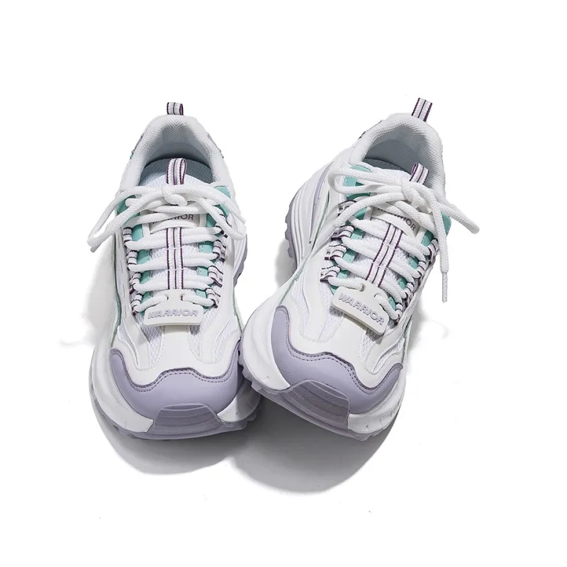 Warrior Moisture Wicking And Breathable Low Top Chunky Sneakers Men's White Rice Purple-2