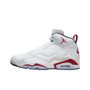 Jordan MVP Anti Slip Wear Resistant High Top Vintage Basketball Shoes Unisex White Red