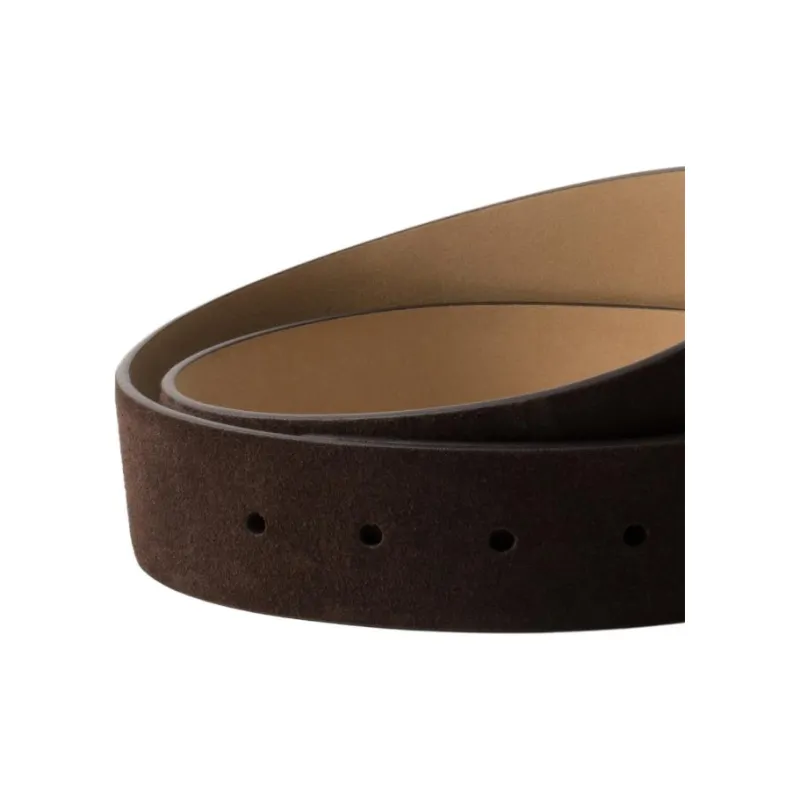 PRADA Calfskin Leather Belts Men's Dark Brown Width 3.5CM-2