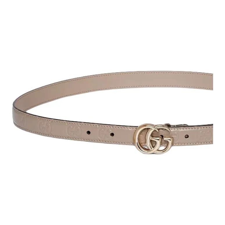 GUCCI Leather Belts Women's Dove Gray Width 2CM-1