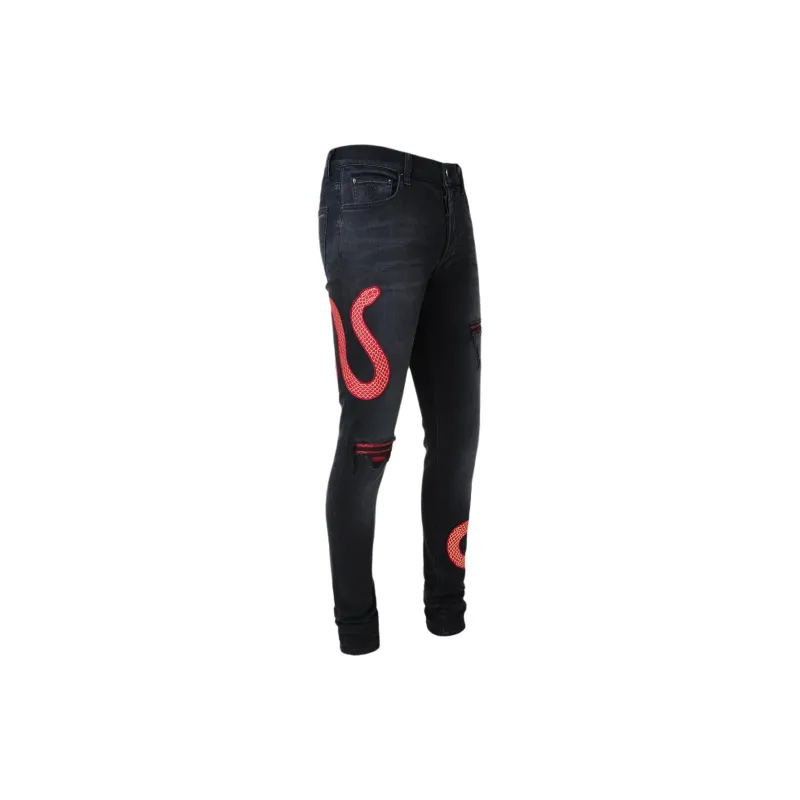 AMIRI Snake Printed Distressed Jeans-2