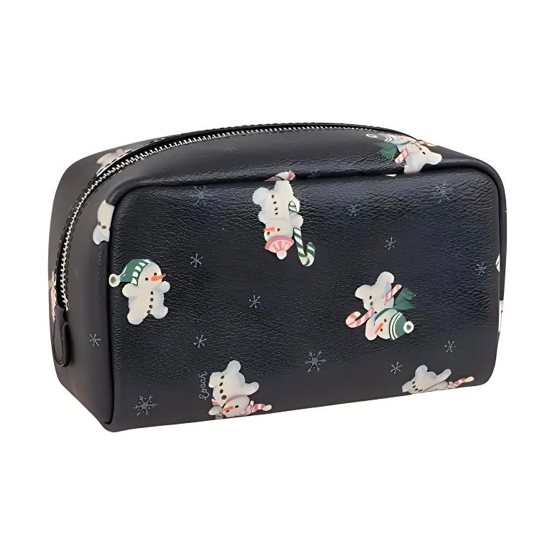 COACH Canvas Leather Zip Bag Pochette Clutch Trumpets Women's Black-2