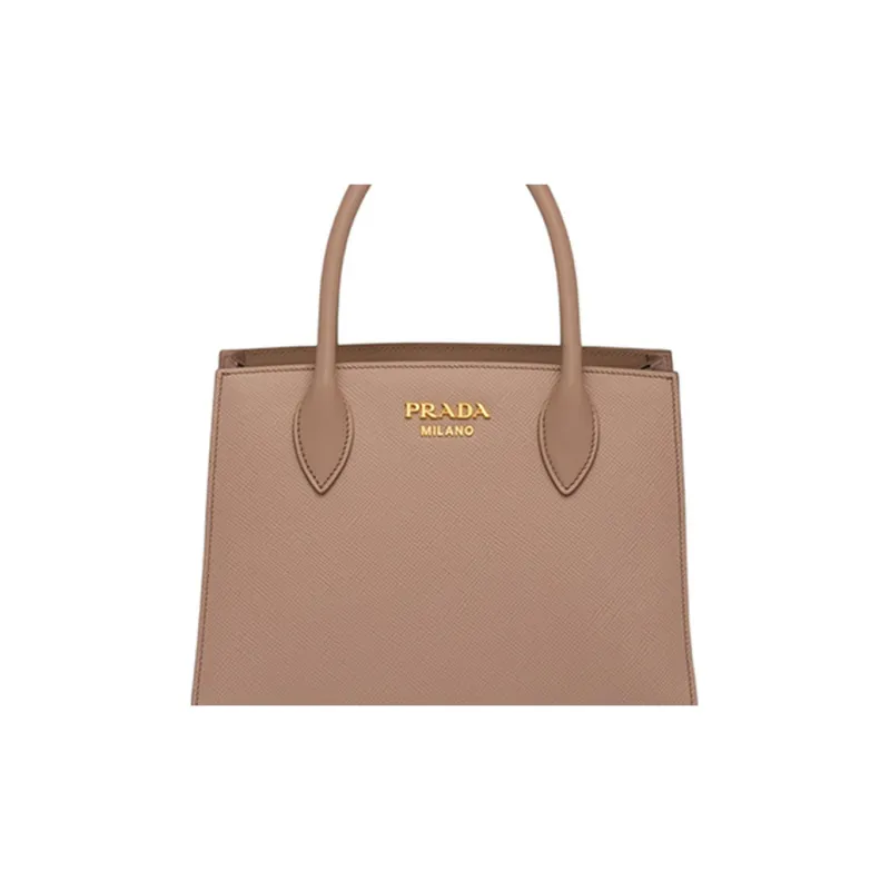 PRADA Saffiano Leather Shoulder Bag Crossbody Bag Handbag Small Size Women's Pink Beige-4