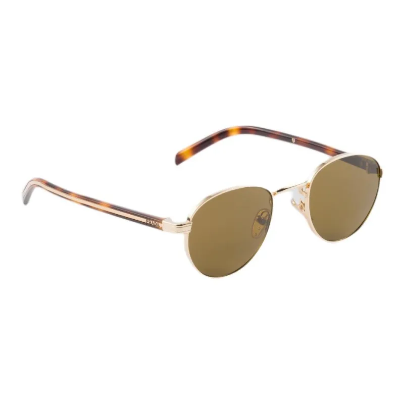 PRADA Metal Round Sunglasses Unisex Gold-1