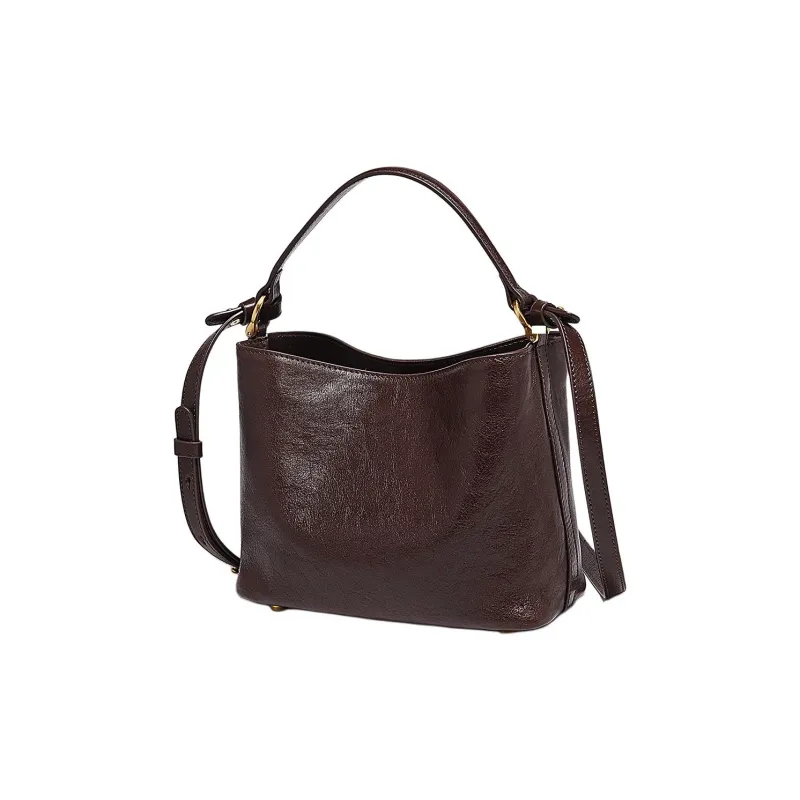Marino Orlandi Top Grain Vegetable Tanned Cow Leather Handbag Medium Size Women's Yellow/Brown-5