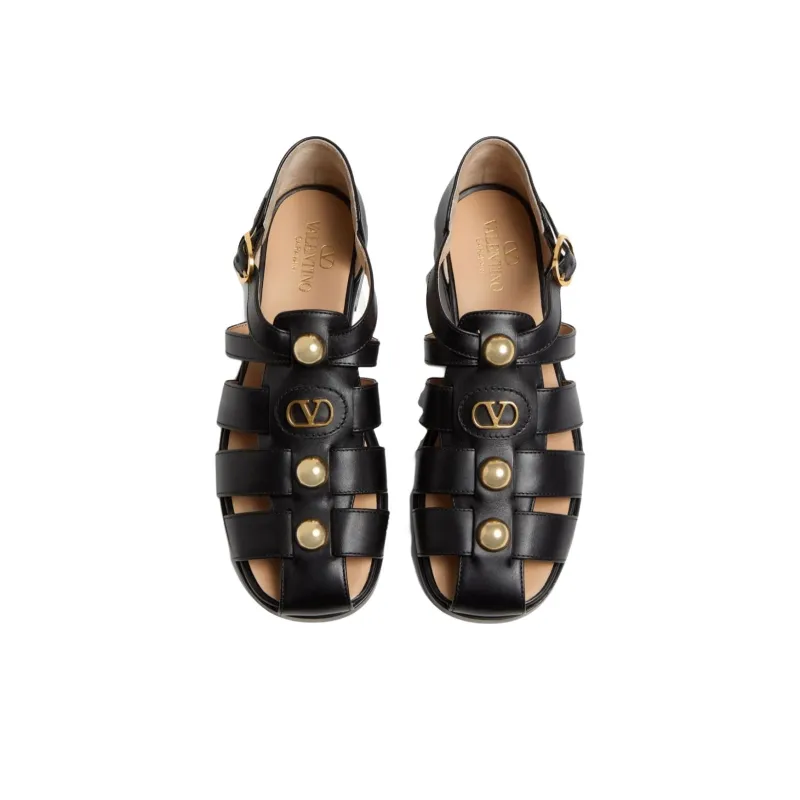Valentino VLogo Roman Sandals Women's Black-3
