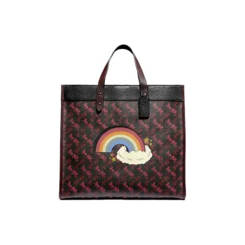 COACH Field Leather Shoulder Bag Crossbody Bag Tote Bag Shopping Bag Handbag Large Size Unisex Red Black