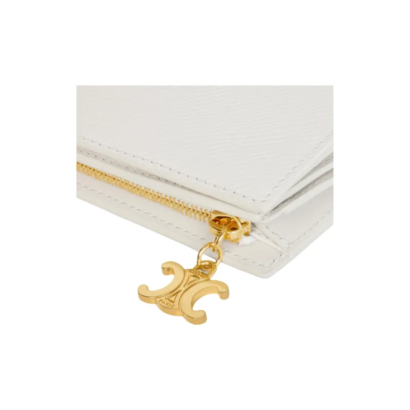 CELINE Triomphe Calfskin Wallet Women's Beige-4