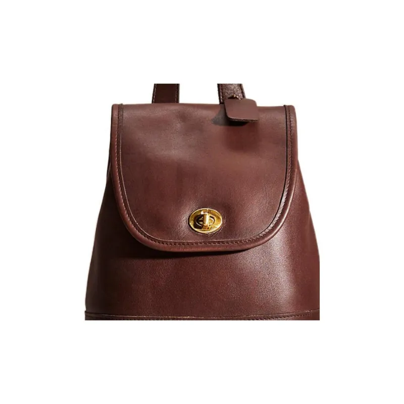 COACH Leather Backpack Medium Size Women's Vintage Brown-2