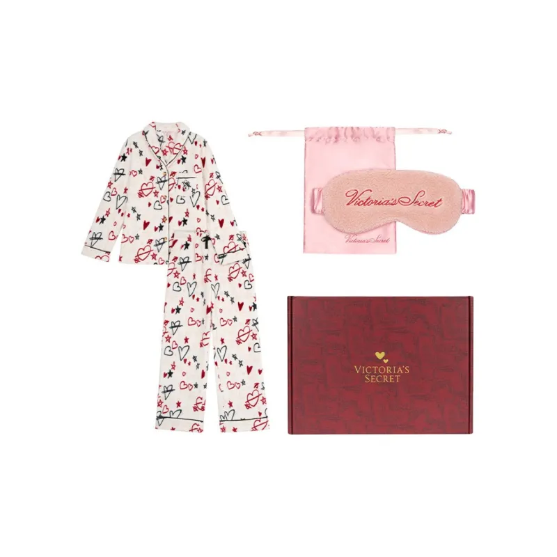 Victoria's Secret Pajama Set Box Women's White Graffiti-0
